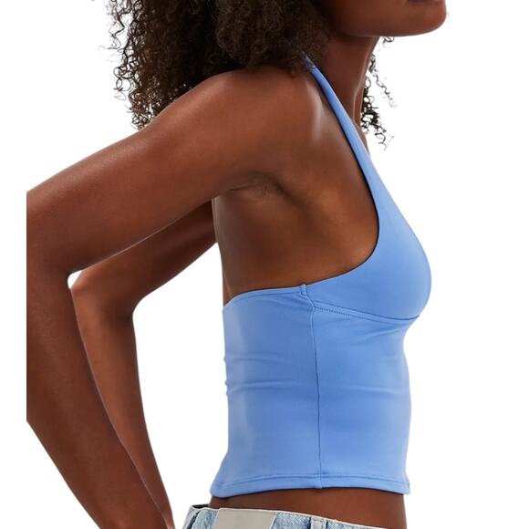 Free People Movement Still Here Halter Basic Top Cami Blue Stretch XS NWT - Picture 3 of 10